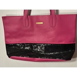 Juicy Couture Hot Pink and Black Sequin Large Tote Bag Purse